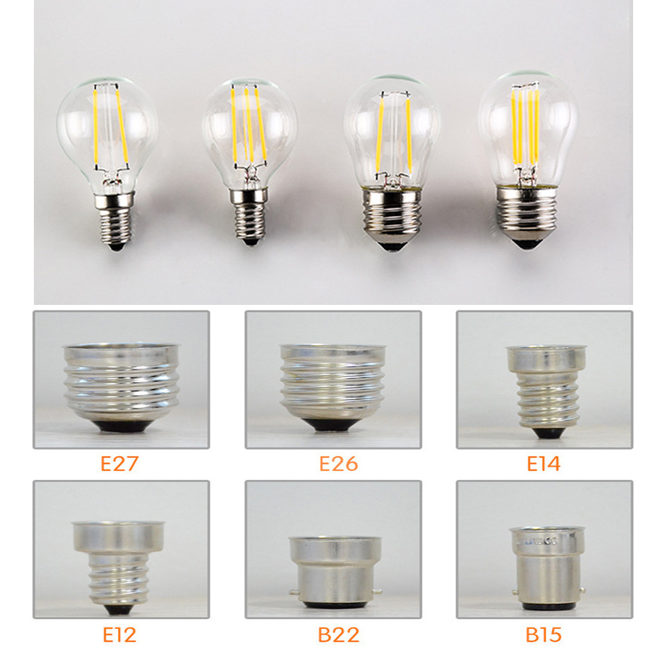 Dimmable G45 LED String Light Bulb Amber Glass 2W Vintage Edison Light for Garden Home Pendant Light