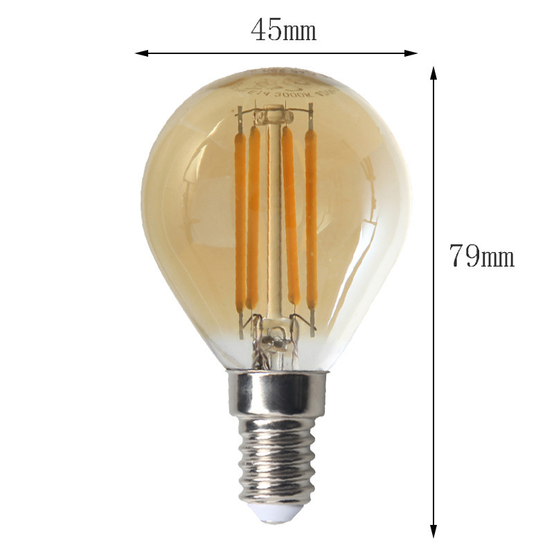 Dimmable G45 LED String Light Bulb Amber Glass 2W Vintage Edison Light for Garden Home Pendant Light