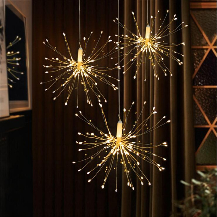 150LEDs Remote Control Waterproof Copper Wire Decorative Hanging Starburst Lights for Christmas Decoration