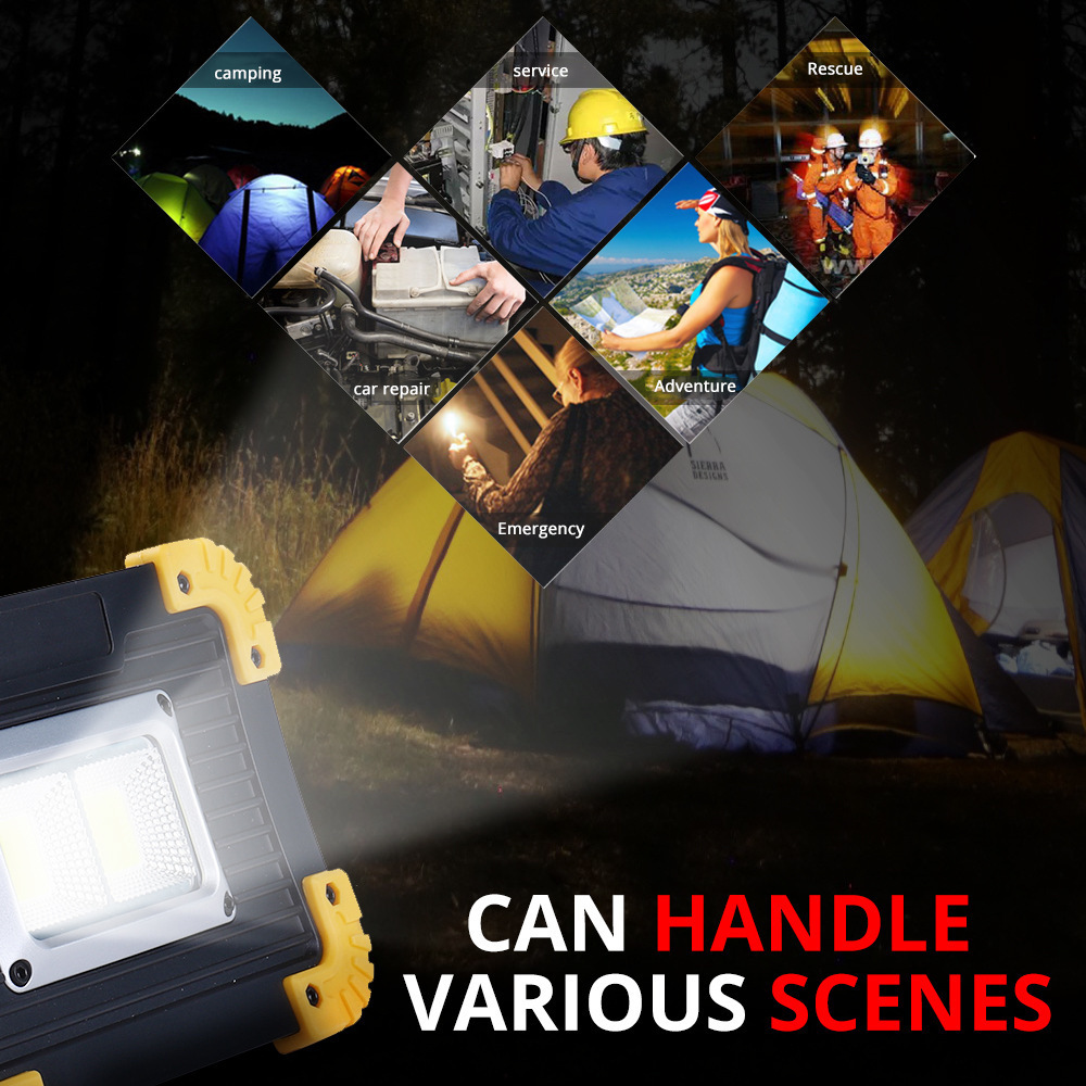 20W Portable COB Flood Light Magnetic Base Waterproof Rechargeable Work Light Flashlights for Camping Fishing Car Repair