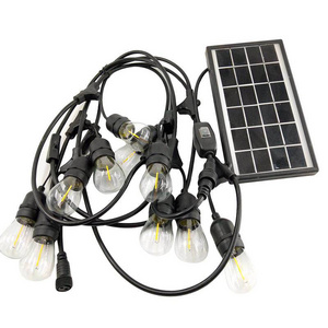 S14 21FT/ 48FT Waterproof Outdoor String Lights with LED Filament Bulbs Solar Power String Light Made in China