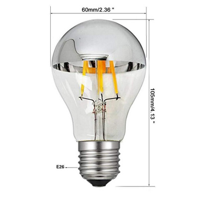 8W E27 Led Mirror Bulb 220V A19 A60 Half Mirror Light Bulb/ Led Filament Bulb