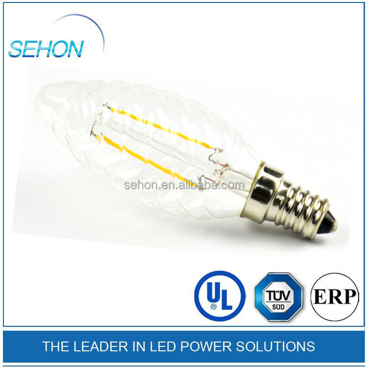 Led candle light C35 twist 2W E14 led filament bulb dimmable led bulb