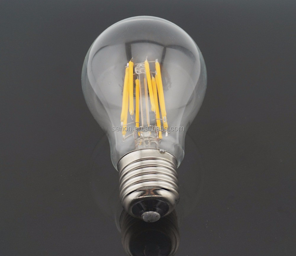 proved A19 6w 8w E27 led filament bulb dimmable 3000K warm white light bulb