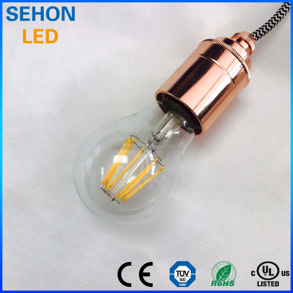 proved A19 6w 8w E27 led filament bulb dimmable 3000K warm white light bulb