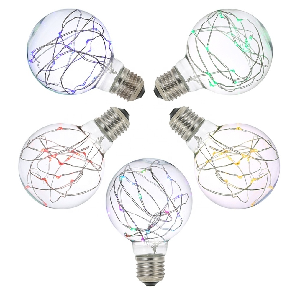 christmas decoration fairy string led light G80 G95 G125 copper wire led globe bulb red blue purple green warm white