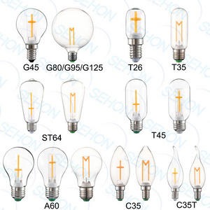 A60 G45 C35 C35T ST64 T45 G125 cross filament decorative LED bulbs