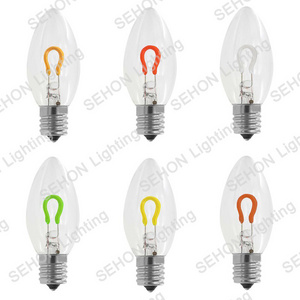 C7 C9 Decorative String Light LED Flexible Filament Bulb Customized Colorful Mini Size Lighting