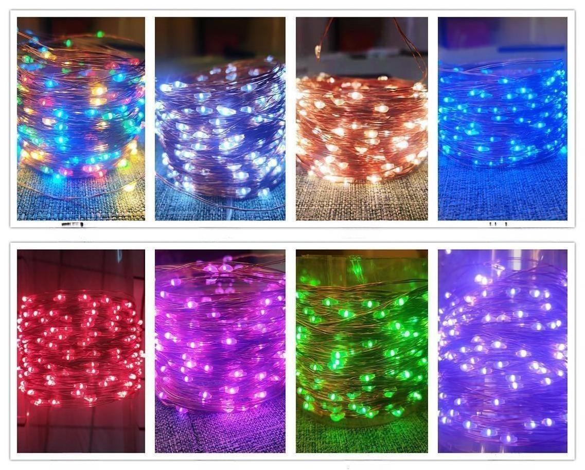 String Lights Battery Powered 33Ft 100 LED Warm White Outdoor Fairy String Lights with Remote Dimmable Timer 8 Modes