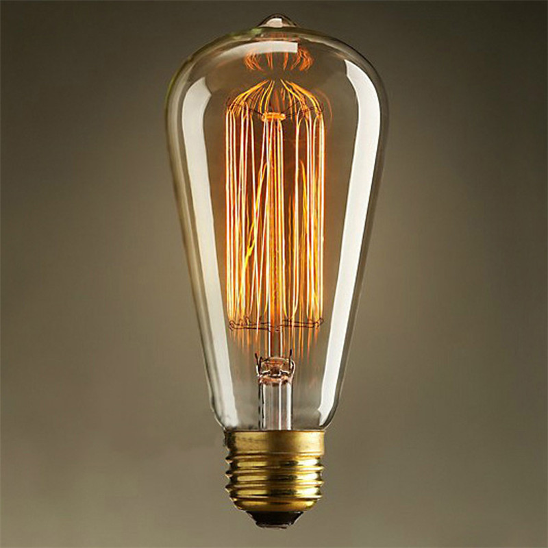 Vintage Edison E27 Retro Lamp ST64 Incandescent Bulb 220v Light Bulb 40W Filament Warm White Lightbulbs