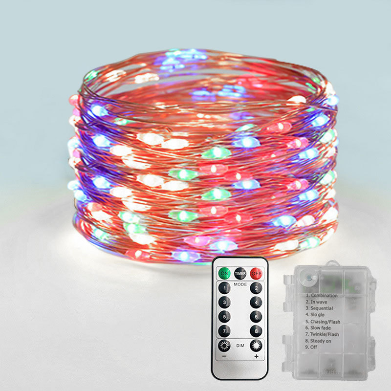 String Lights Battery Powered 33Ft 100 LED Warm White Outdoor Fairy String Lights with Remote Dimmable Timer 8 Modes