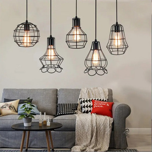 Black Pendant Lights Metal Cage Chandelier House Light for Kitchen Island Light Fixtures