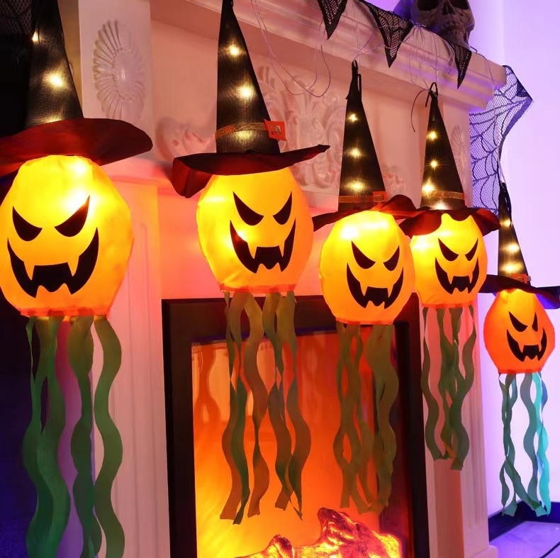 LED Halloween Party Decorative Lights String Pumpkins Ghost Skulls Bats Ghost Festival Atmosphere Lighting