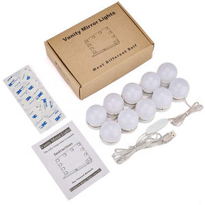 10Pcs Makeup Mirror Vanity LED Light Bulbs lamp Kit 3 Levels Brightness Adjustable Lighted Make up Mirrors Cosmetic lamps lights