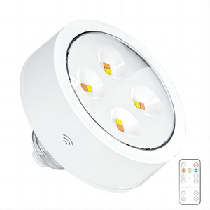 AA Battery Powered Led Puck Lights With E26 Screw Wireless Light Bulb For Non Electric Wall Sconce