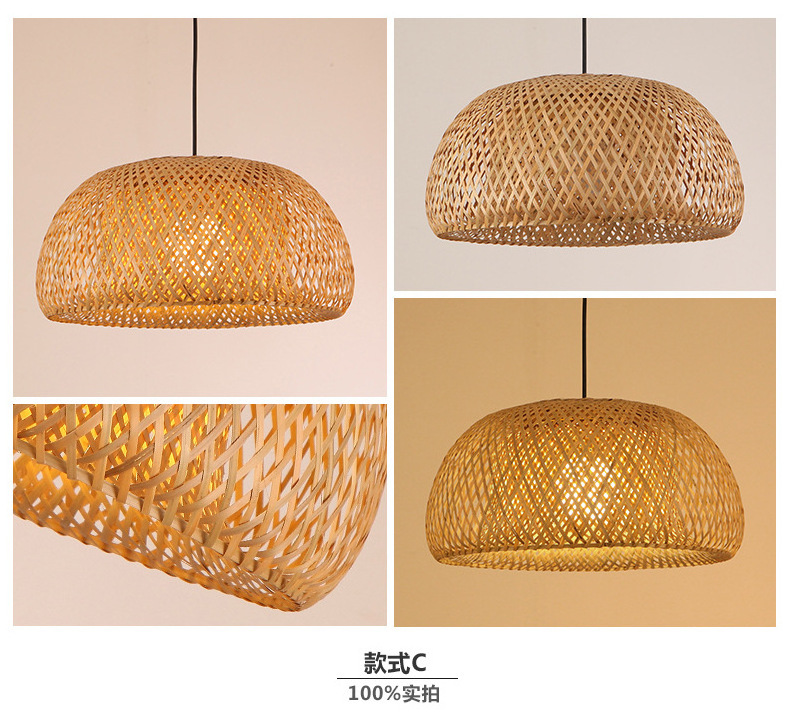 Hand Woven Bamboo Rattan Hanging Light Curved Rattan Bamboo Chandelier Farmhouse Hand-Woven Rattan Light Fixture