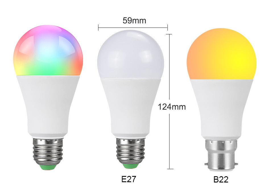 A60 Smart RGB WW CW Light Bulb Wifi Alexa E27 B22 10W Tuya APP Remote Control Light LED Bulb