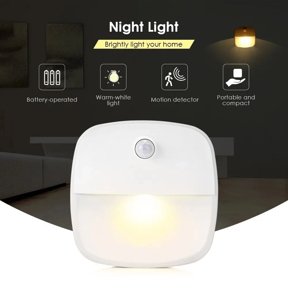 Led Night Light Led Closet Light Cordless Battery Powered Stair Magnet Wall Light Motion Sensor For Home Bedroom