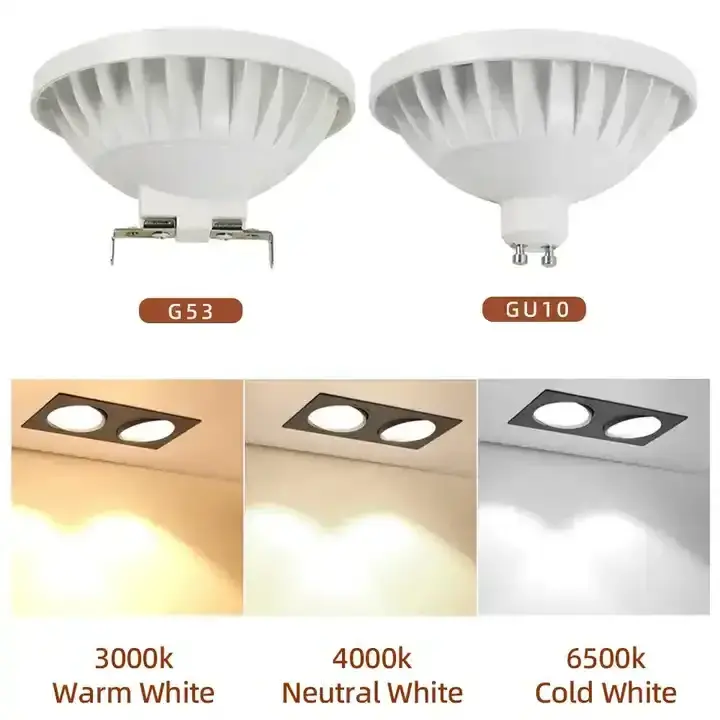 Led AR111 Bulb G53 Spotlight 12W Natural Light 4000k AC DC 12V ES111 Spot Reflector Track Lights  Domestic Wor