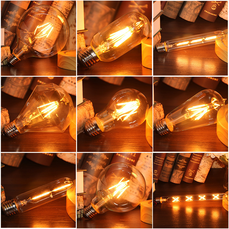 Dimmable G45 LED String Light Bulb Amber Glass 2W Vintage Edison Light for Garden Home Pendant Light