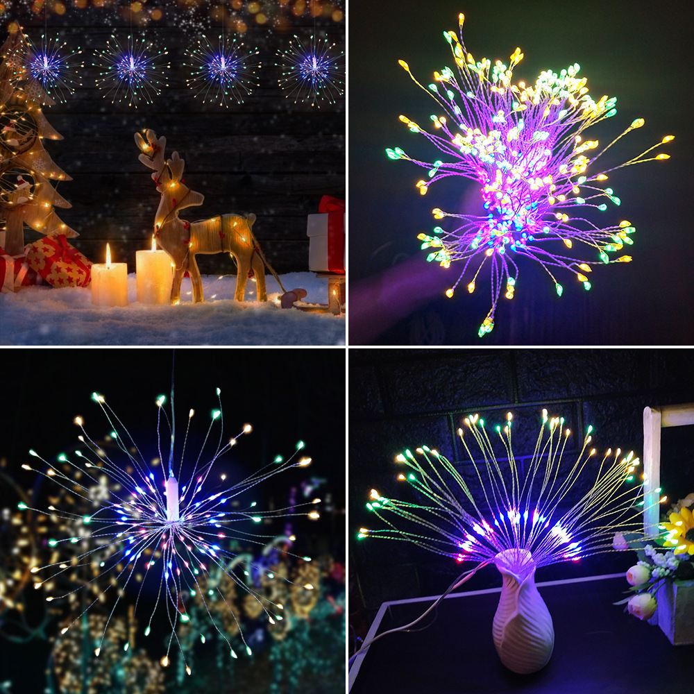 150LEDs Remote Control Waterproof Copper Wire Decorative Hanging Starburst Lights for Christmas Decoration