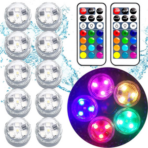 Mini Submersible LED Light, Small Waterproof LED Tea Light Candle with Remote Control Battery Powered, RGB Color Changing