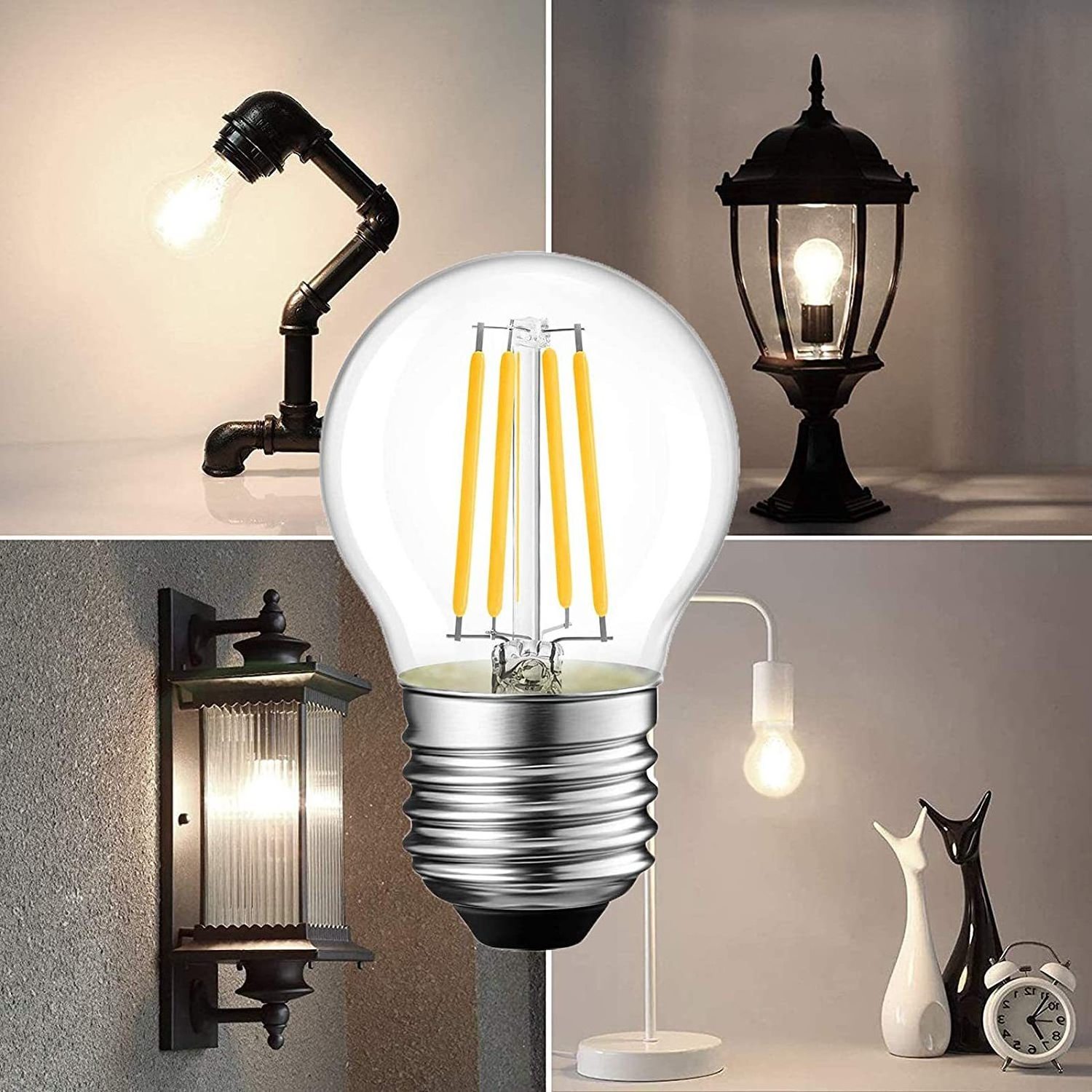 G45 LED Edison Bulb Dimmable 6W LED Filament Light Bulb E26 Vintage Globe Bulb for Pendant Chandelier Home Lighting