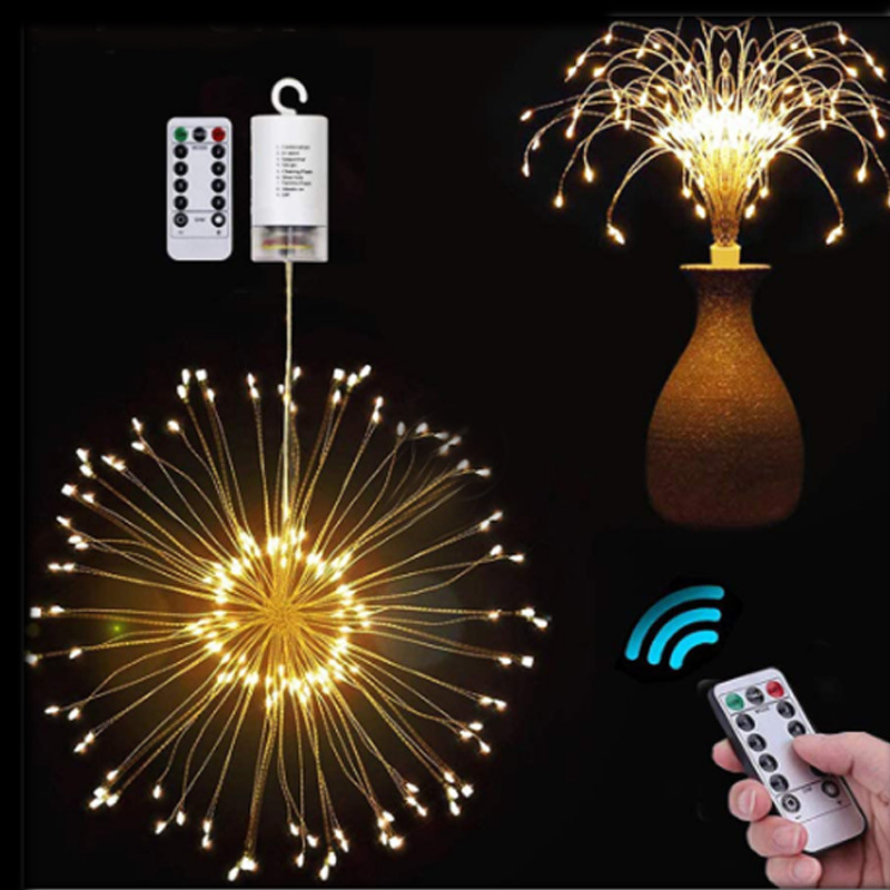 150LEDs Remote Control Waterproof Copper Wire Decorative Hanging Starburst Lights for Christmas Decoration