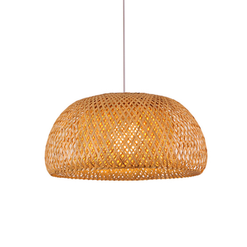 Hand Woven Bamboo Rattan Hanging Light Curved Rattan Bamboo Chandelier Farmhouse Hand-Woven Rattan Light Fixture