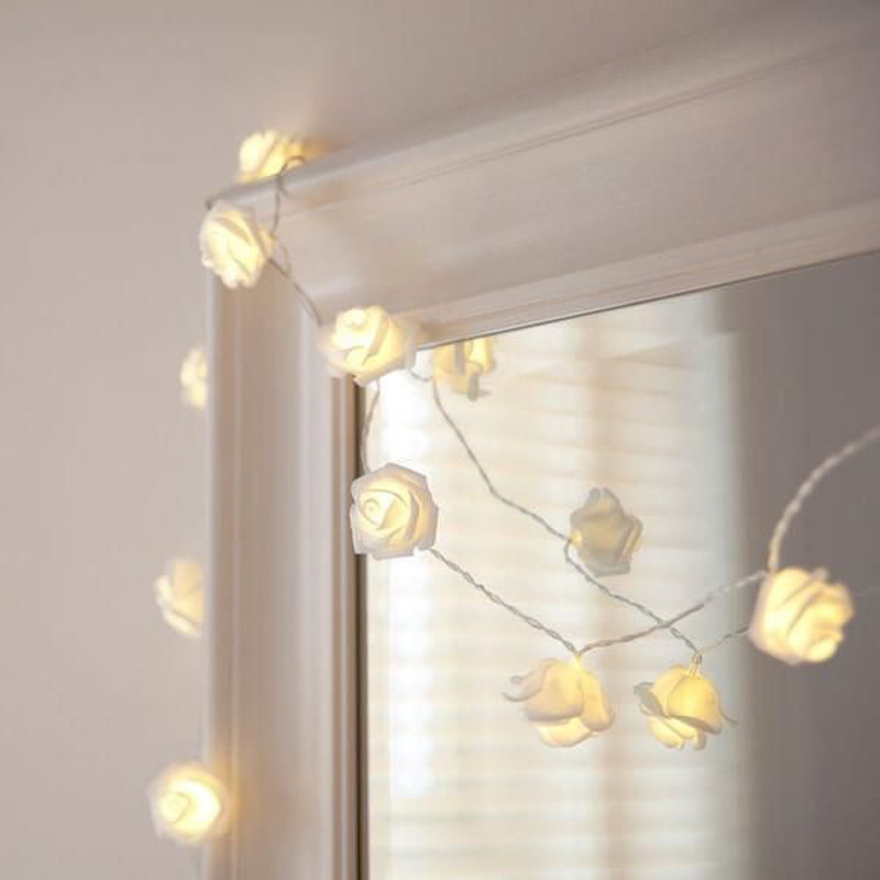 Valentine's Day Roses Hearts String Light Fairy Curtain Light Battery Powered For Holidays Party Wedding Romantic Decoration