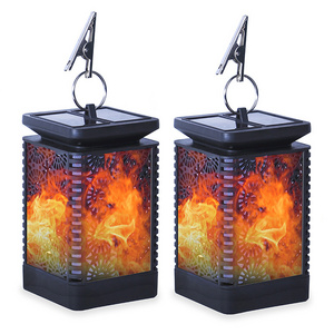 Hot Selling Waterproof Battery Solar flickering Flame Hanging Lantern Wall Light For Holiday Decoration Outdoor Garden