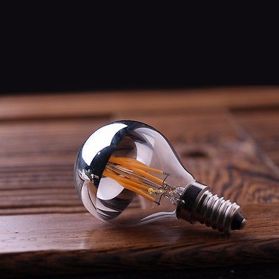 Half Chrome Light Bulb G45 E27 LED Filament Vintage Edison Bulb  for Bathroom Kitchen Living Room