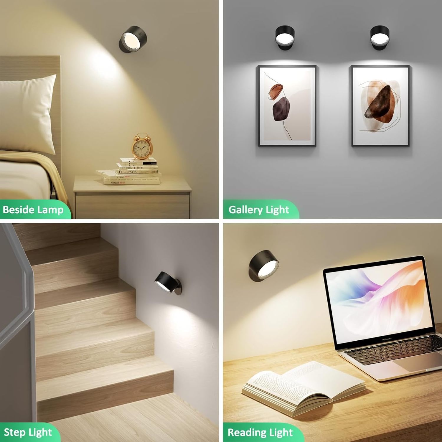 Rechargeable LED Wall Lamp Touch Dimming Table Lamp Magnetic Night Light Eye Protection Reading Lamp 360 Rotating Bedside Light