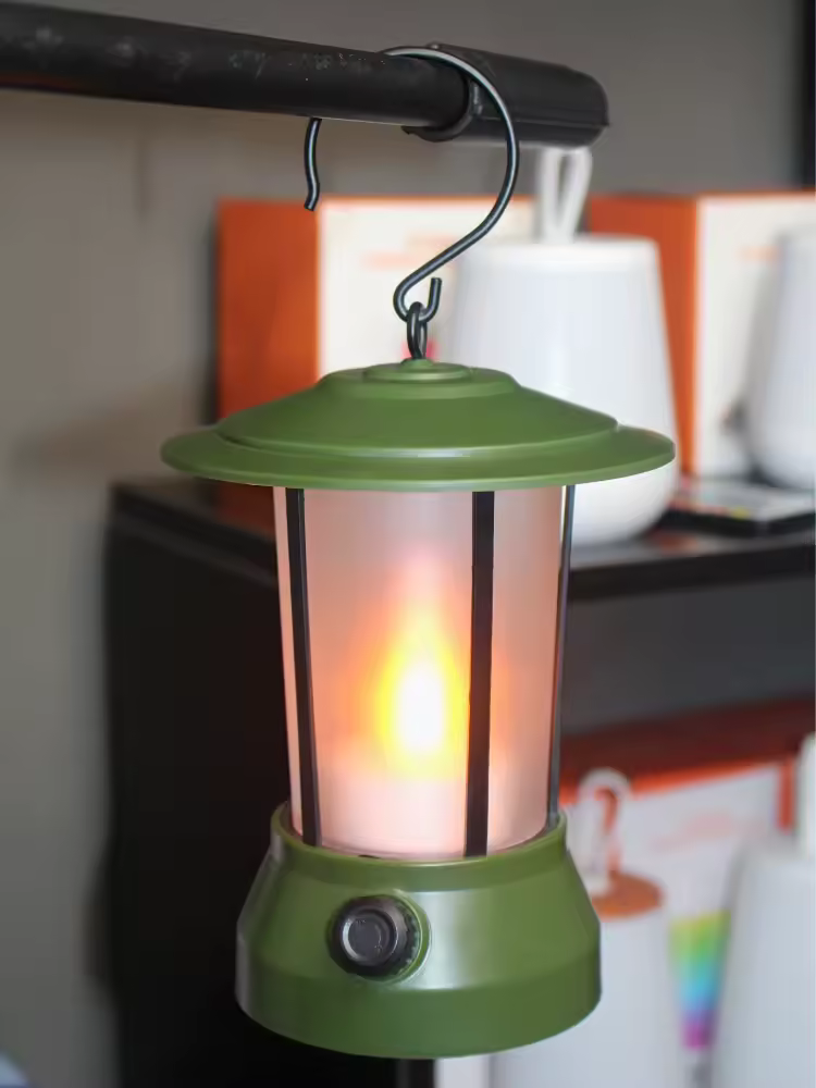 Outdoor Camping Lamp Rechargeable Retro Flame Lantern Long Endurance Decorative Lamp