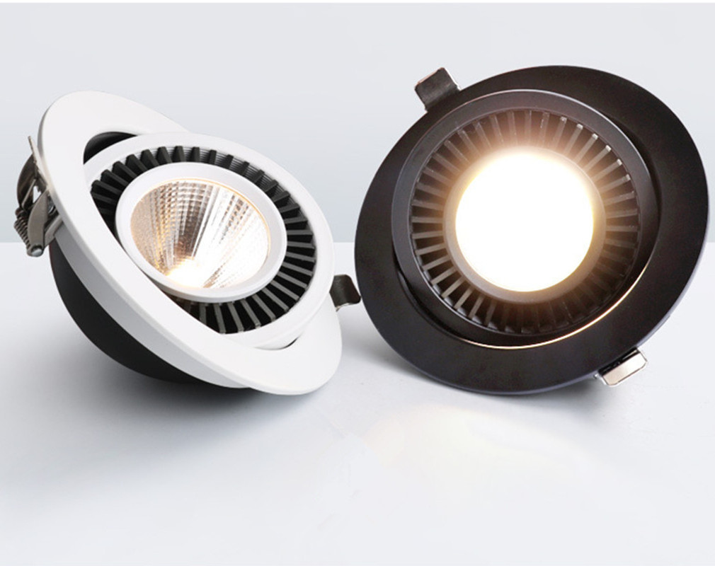 Round Shape 360 Angle Adjustable LED COB Recessed Downlight Black/White 7W 10W 12W LED Ceiling Spot Light