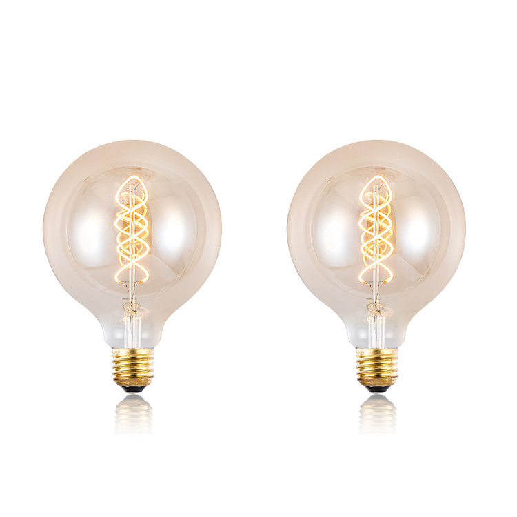 G125 Led Bulbs 4w Big Global Light Bulbs E27 Flexible Sprial Filament Edison Bulb 2300k For Decoration