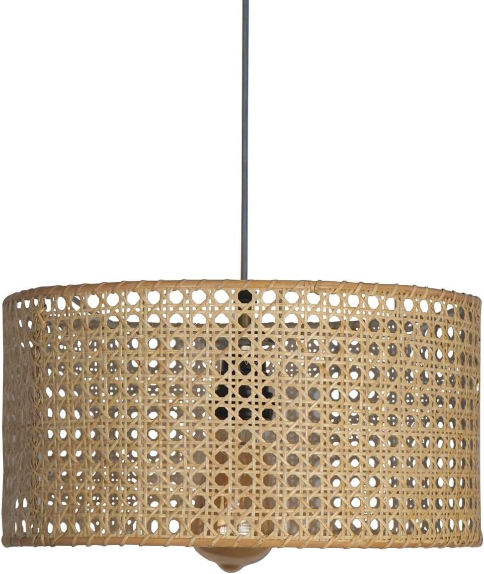 Retro Pendant Light Wicker Restaurant Hanging Lamp Hand Woven Bamboo Lighting Fixture Single Head Kitchen Chandelier