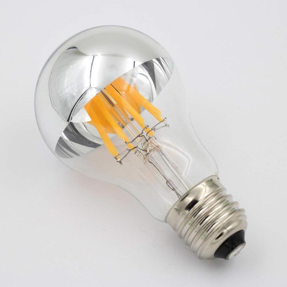 A19 8W Edison Style LED Dimmable Bulb Silver Tipped LED Filament Light Bulb 75 Watt Equivalent Warm White 2700K E26 Medium Base