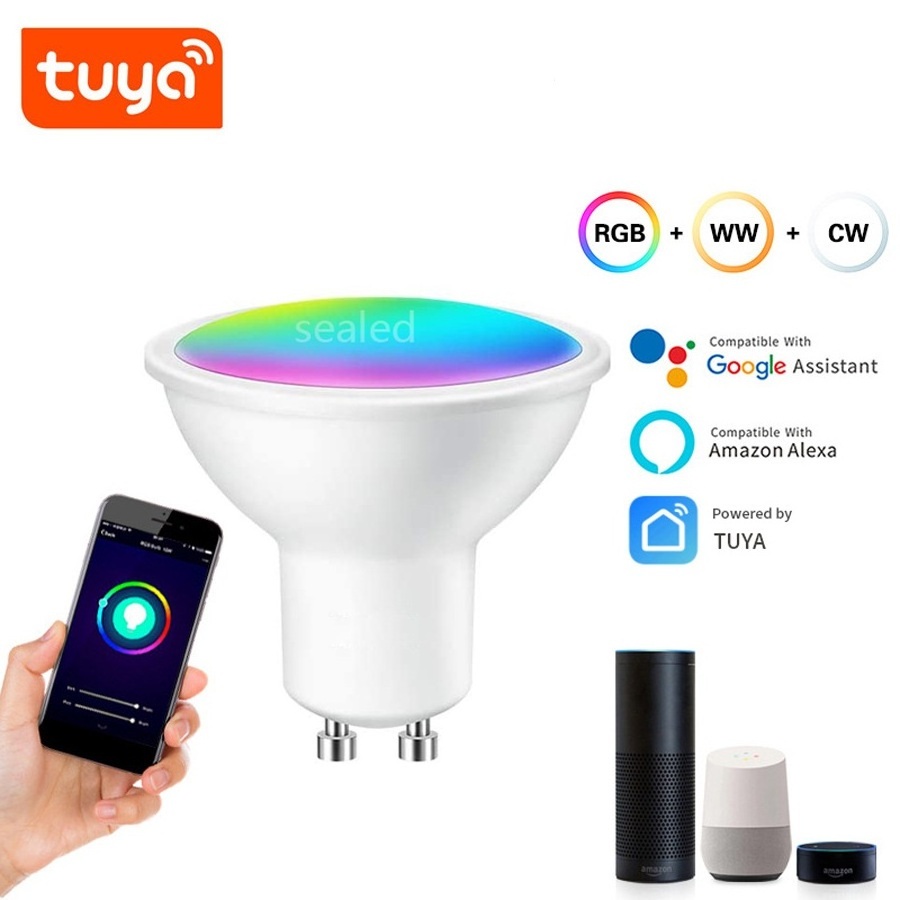 Wifi Tuya Control GU10 5W Rgbcw Dimming And Color Matching Support Alexa Speaker Control Smart Lights Recessed Lighting