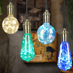 Led Bulbs Vintage Style Edison Bulb G95 Globe 3W Copper Wire Firework RGB Multi Color Flash Light Bulbs