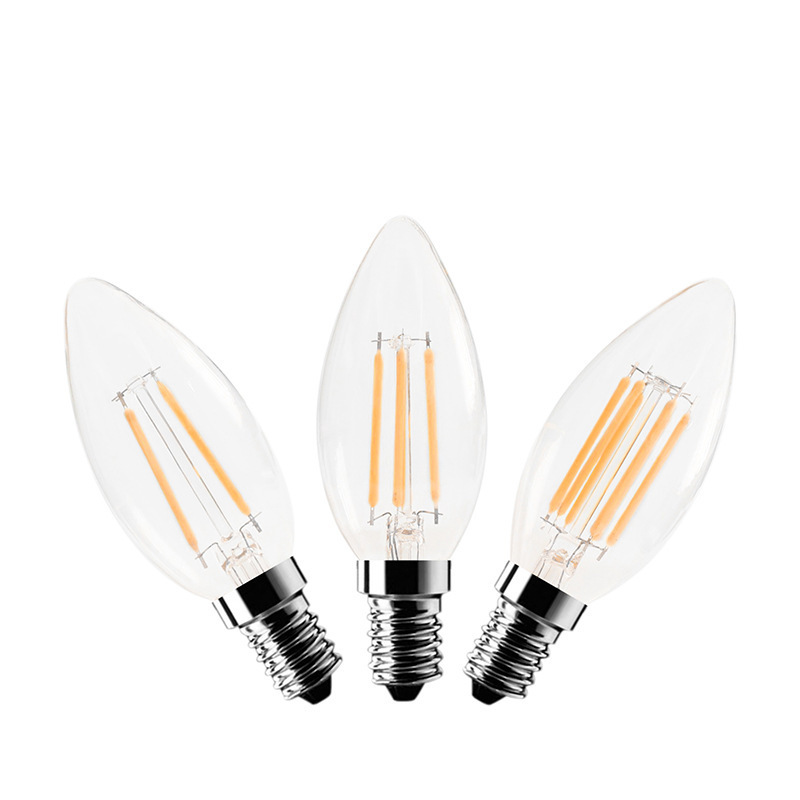 Chandelier Mini Light Bulb C35 Long Tail 4w Edison Led Filament Bulb E12 E26 Clear Amber Milky Cover