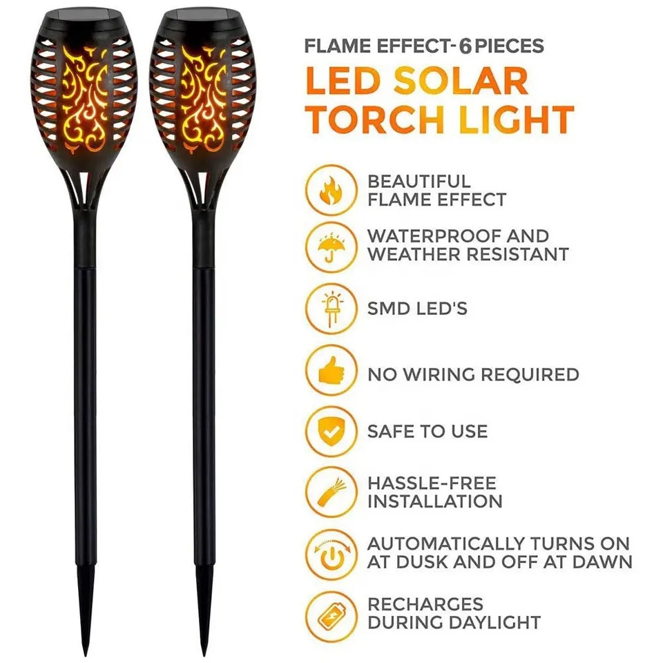 96LED Long size Solar Torches for Outdoor Flickering