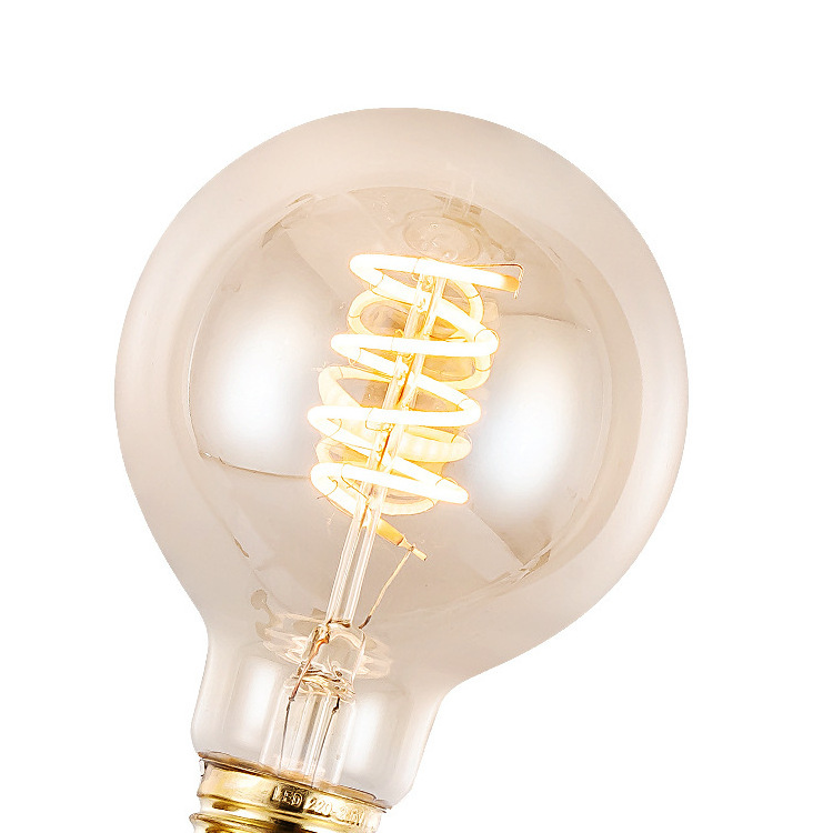 E27 Globe G80 Decor Light Bulb 4W Dimmable Amber Glass 2300K Edison Replacement Bulb for Chandelier Ceiling Light Bulbs