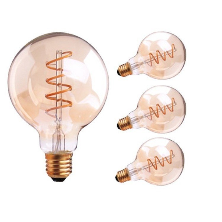 E27 Globe G80 Decor Light Bulb 4W Dimmable Amber Glass 2300K Edison Replacement Bulb for Chandelier Ceiling Light Bulbs