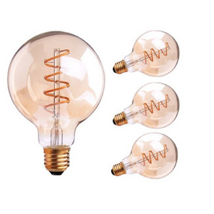 E27 Globe G80 Decor Light Bulb 4W Dimmable Amber Glass 2300K Edison Replacement Bulb for Chandelier Ceiling Light Bulbs