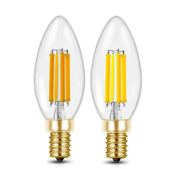 Daylight White for 4000K 5000K no Flicker E12 Bulbs C35/B10 Candelabra Base candle led filament bulb