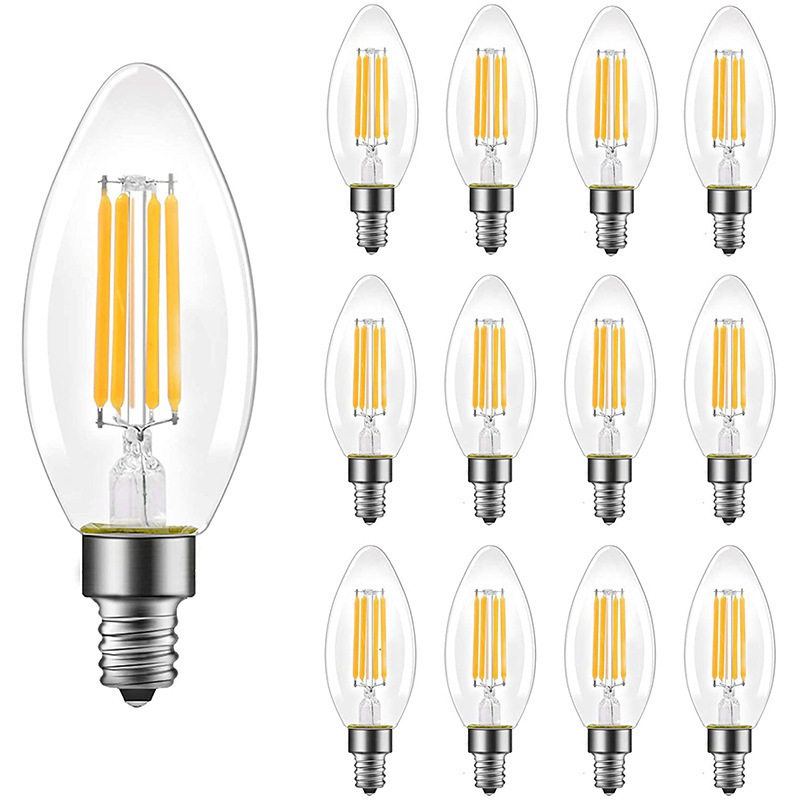 Chandelier Mini Light Bulb C35 Long Tail 4w Edison Led Filament Bulb E12 E26 Clear Amber Milky Cover