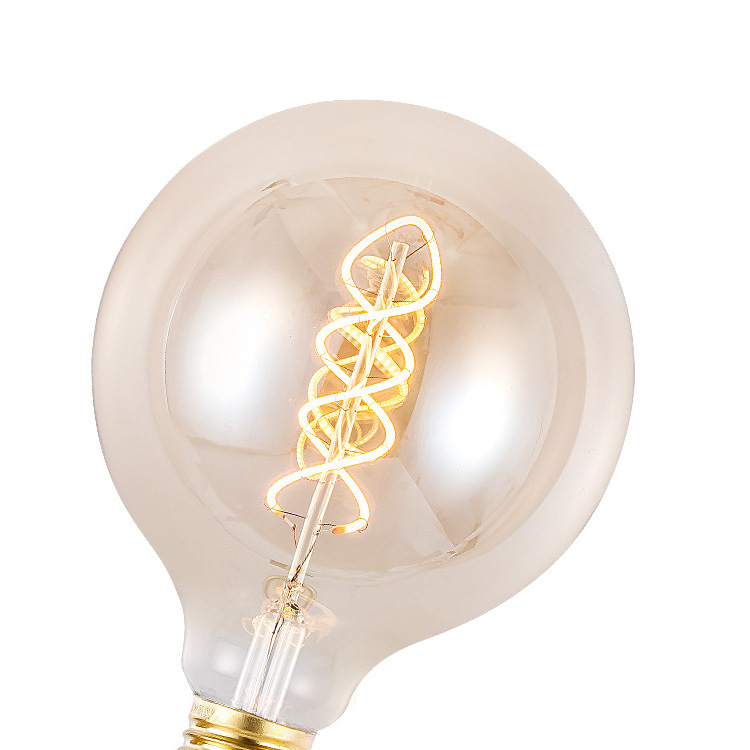 G125 Led Bulbs 4w Big Global Light Bulbs E27 Flexible Sprial Filament Edison Bulb 2300k For Decoration