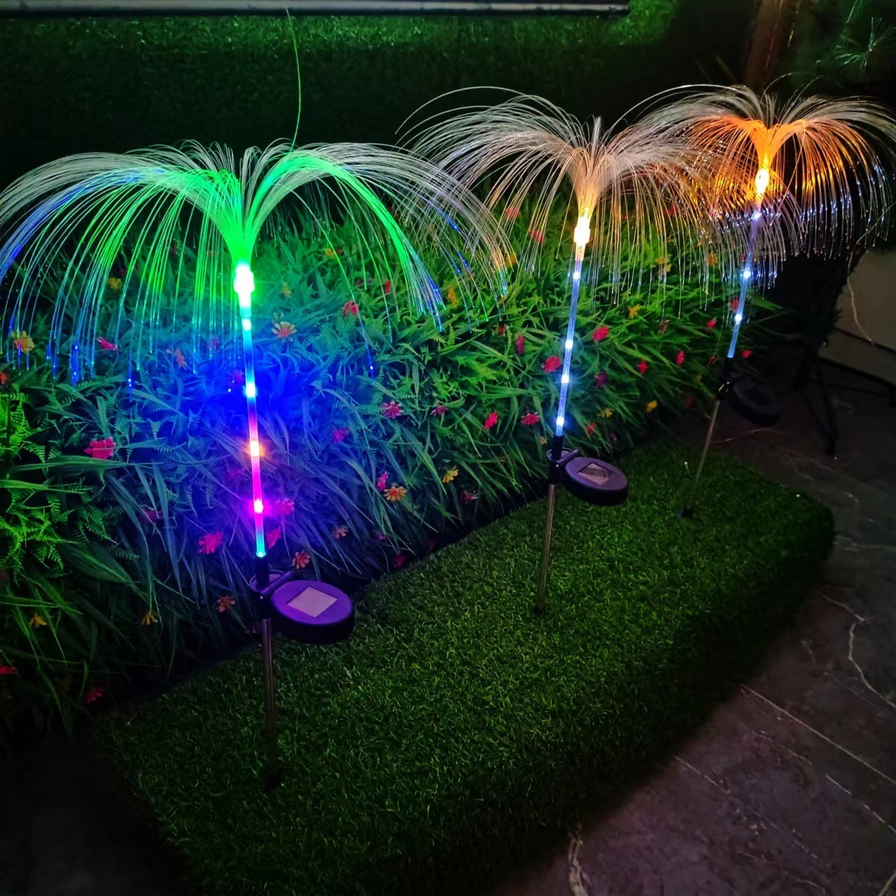 Rgb Colorful Jellyfish Led Fiber Optic Light Diy Christmas Chandelier Multi Color Landscape Atmosphere Garden Courtyard Lights