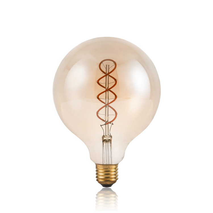 G125 Led Bulbs 4w Big Global Light Bulbs E27 Flexible Sprial Filament Edison Bulb 2300k For Decoration